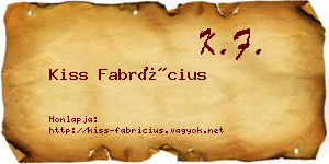 Kiss Fabrícius névjegykártya