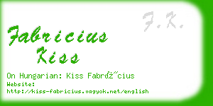 fabricius kiss business card